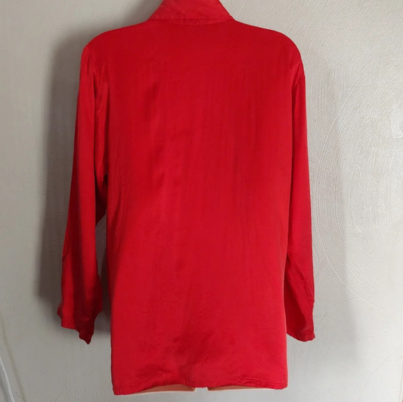 Vintage Mary Jo Bruno Orange Dilk Button Down Collared Blouse Top Size Women's S - Picture 2 of 10